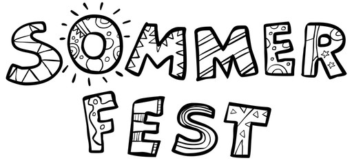 Schwarz-weiß Schriftzug „SOMMERFEST“ / Vektor, freigestellt