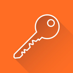 Key Icon vector illustration in flat style isolated on orange background. Unlock line symbol for web site design, logo, app, ui.