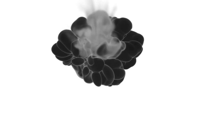 3d render black Ink in water or smoke with alpha mask for motion effects and compositing. Beautiful Ink clouds or smoke move in slow motion with luma matte. Version VFX 10