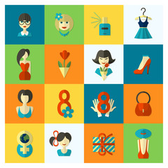 Womans Day Icon Set