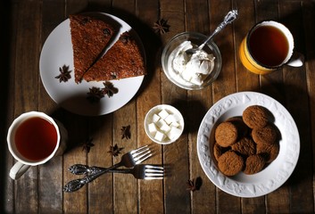 tea time with Carrot cake and cookies