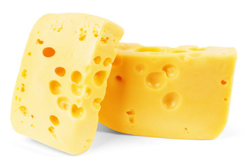 Piece of cheese isolated on white