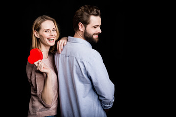 Couple with gift for Valentine's Day