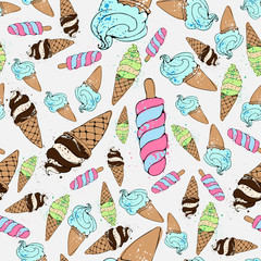 Ice cream seamless pattern illustration