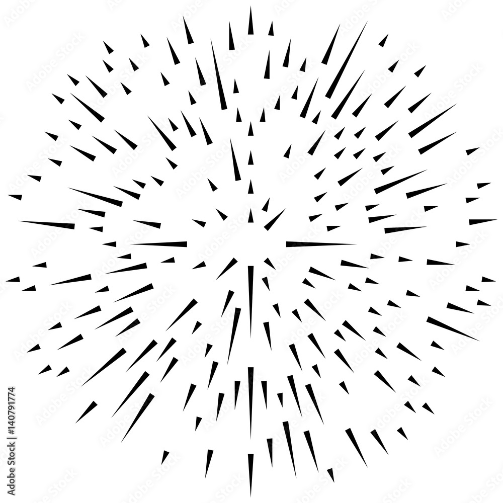Fototapete random radial lines explosion effect. radiating stripes circular pattern
