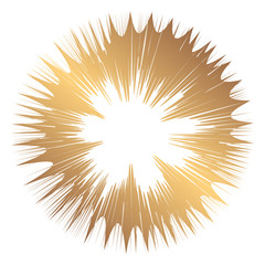 Abstract wide round gold frame. Template for creating icons, logos. Grunge element for the design of posters and flyers.