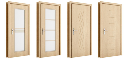 wooden door isolated on white background