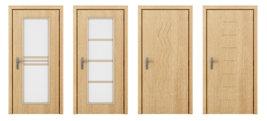 Fototapeta premium wooden door isolated on white background