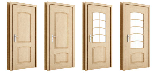 wooden door isolated on white background
