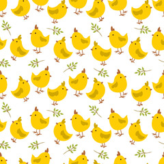 Easter seamless pattern retro vintage design party holiday celebration wallpaper and greeting colorful fabric textile with chick vector illustration.