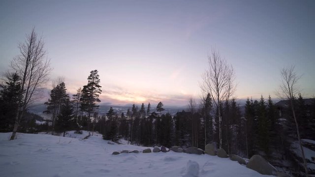 Winter sunset over Strandlykkja,  Hedmark, Norway