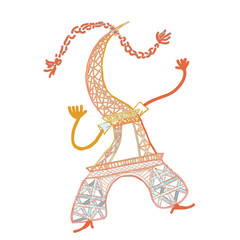 Obraz premium The Eiffel Tower in cartoon style illustration