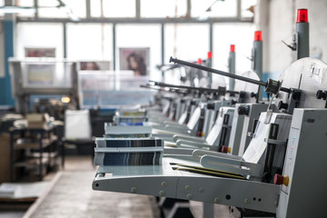 stitching and trimming line in the printing-house