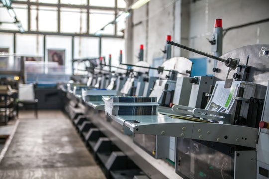 stitching and trimming line in the printing-house
