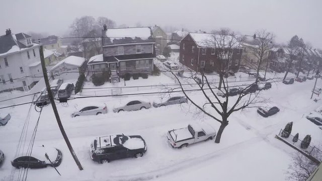 After Snow storm Suburban street time lapse