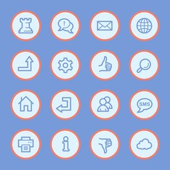 Web and internet, cloud and social media, folder and print, like and dislike web vector icons set