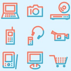 Electronics icons set, signs for infographics, web, presentation