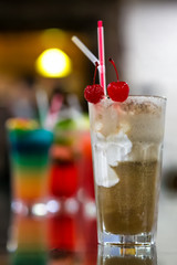 Fruit cocktail with chocolate and fruit