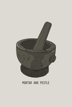 recommend clip art: Mortar and pestle Line art ,Hand drawn illustration