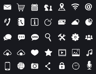 communication icons set, chat message and phone call symbols