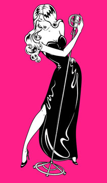 retro comics sexy singer