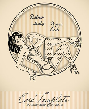 Vector retro pin-up woman illustration