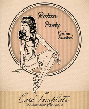 Vector retro pin-up woman illustration