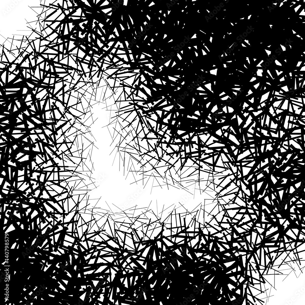 Poster Pattern / texture with random rotating lines. Abstract black and white illustration