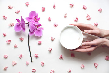 Fototapeta na wymiar Spring orchid&coffee