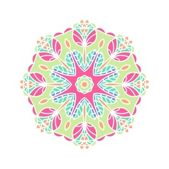 Kaleidoscope big bud. Oriental pattern illustration. Flower background