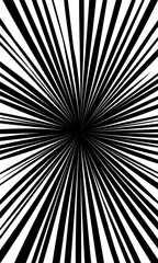 Comic book black and white radial lines background. Manga speed frame design element. Graphic explosion vector illustration for smartphone screen.