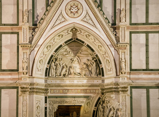 The facade of a Cathedral in Florence Italy