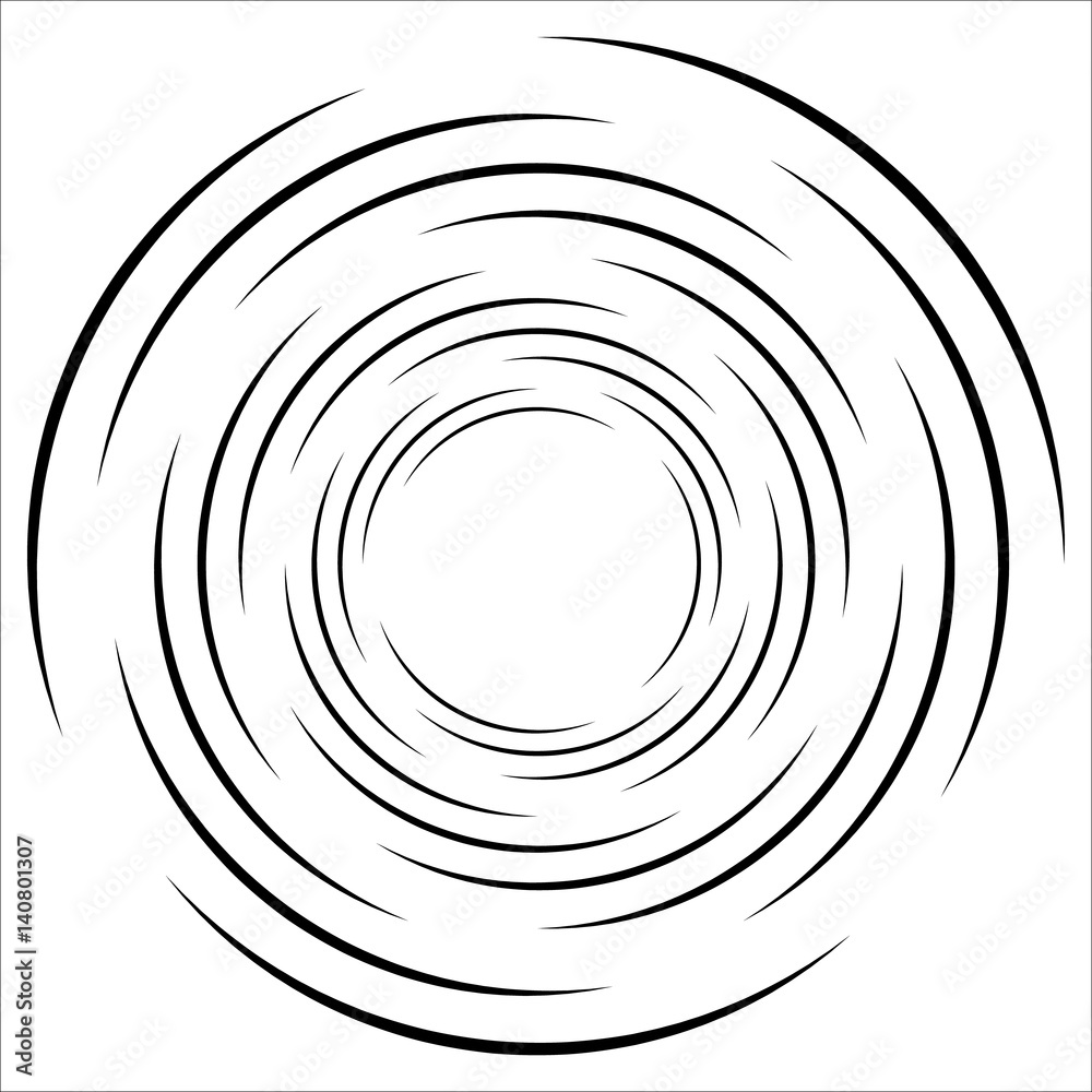 Aufkleber Abstract geometric spiral, ripple element with circular, concentric lines. Abstract monochrome element