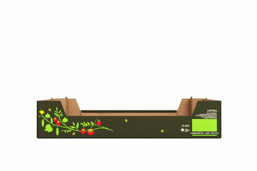cardboard tray box for vegetables and fruit without shadow on white background 3d