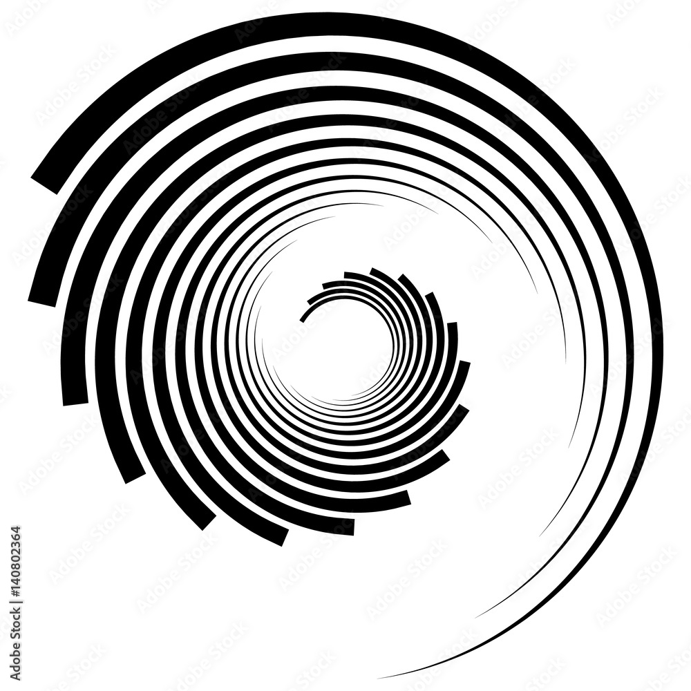 Poster abstract geometric spiral, ripple element with circular, concentric lines. abstract monochrome eleme