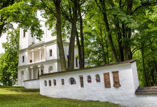 White church in park, Slovakia