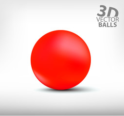 Red realistic sphere single. 3D vector balls
