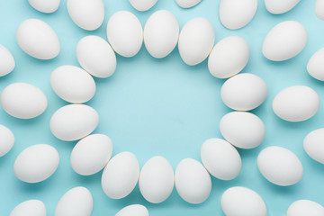 White eggs pattern on mint color