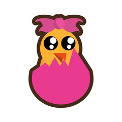 cartoon beauty chicken in broken easter egg vector illustration eps 10