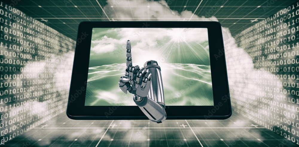 Poster 3d composite image of composite image of robotic hand pointing