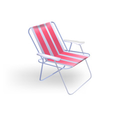 Folding chair for the beach recreation and fishing. Vector illustration
