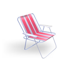 Folding chair for the beach recreation and fishing. Vector illustration
