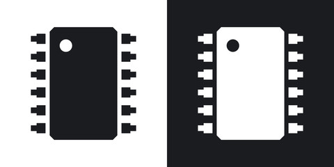 Vector microchip icon. Two-tone version on black and white background © RealVector