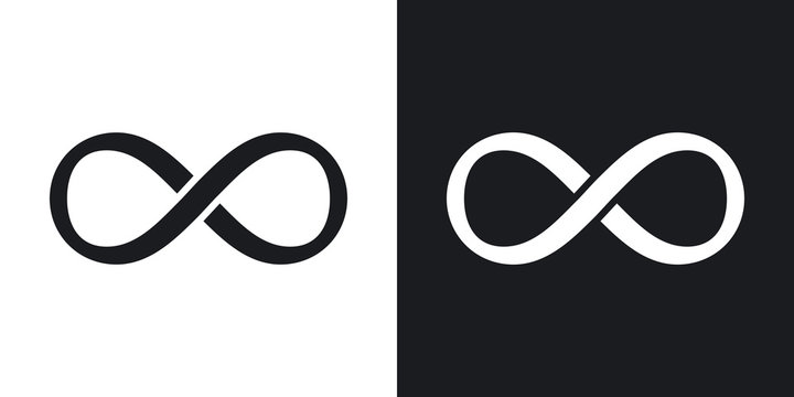Vector infinity sign. Two-tone version on black and white background