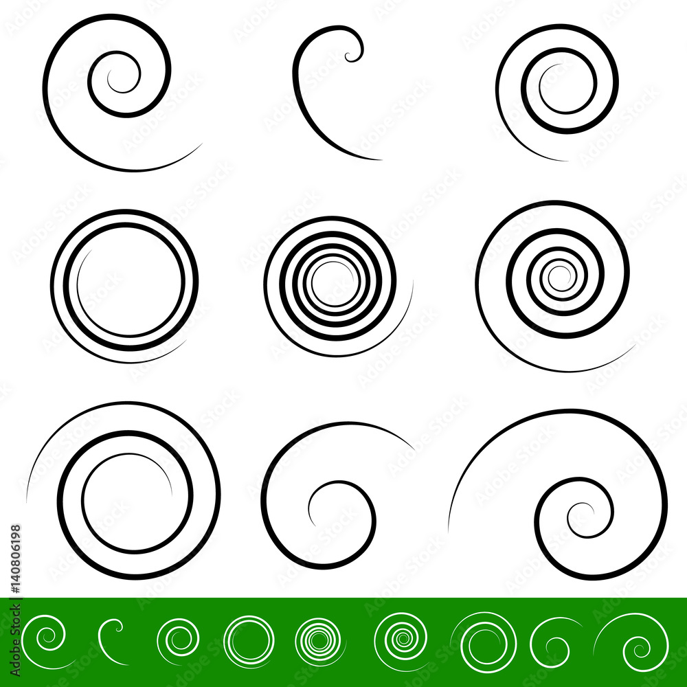 Fototapete spiral, vortex element set. 9 different circular shapes. spiral set.