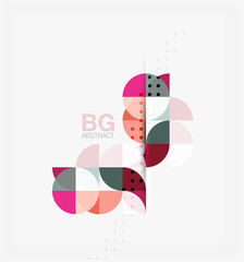 Colorful circles modern abstract composition with text. Geometric background