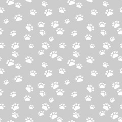 Vector fashion seamless pattern with cat's trace. Doodle style