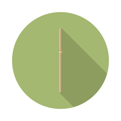 flat vector bamboo straw icon with long shadow in to green round geometric shape as zero waste, bpa and plastic free concept