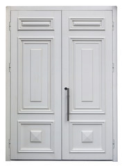 The modern reinforced wooden white street door in office