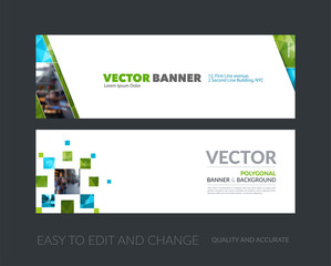 Vector set of modern horizontal website banners with yellow diag
